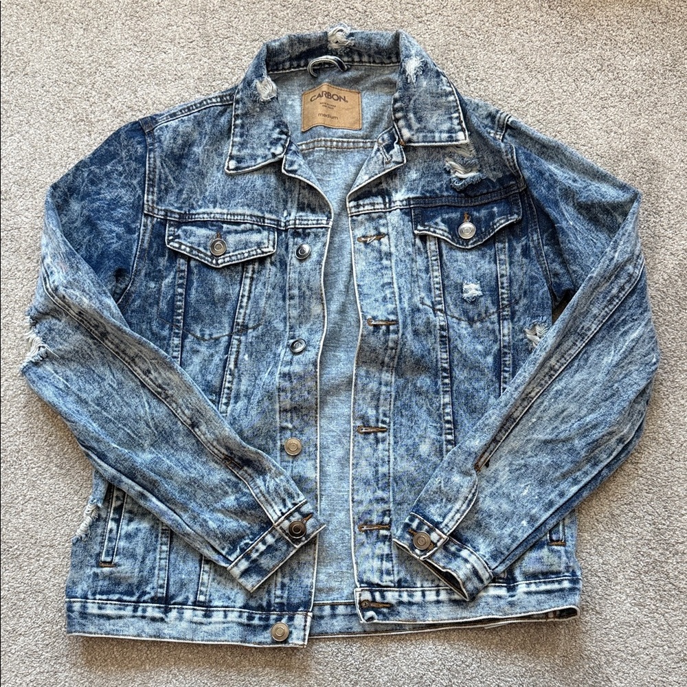 Carbon Blue Distressed Denim Jacket